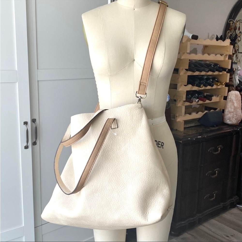 NWOT Free People 3 in 1 Cream Slouchy Tote